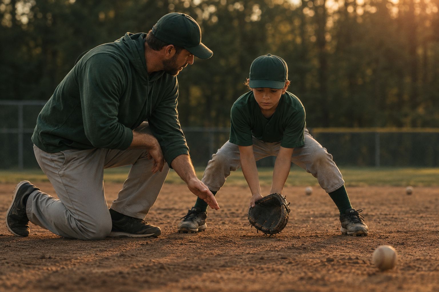A coach working with players