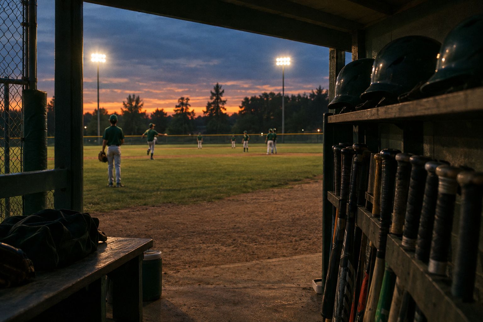 An empty dugout